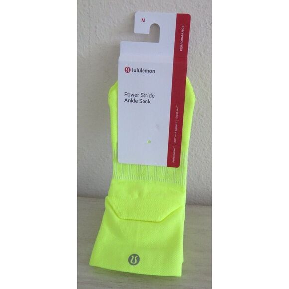 Lululemon Women’s Sz M Highlight Yellow Power Stride Ankle Socks & Headband Set - Picture 6 of 7
